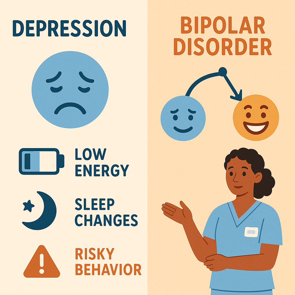 Depression vs. bipolar disorder nursing