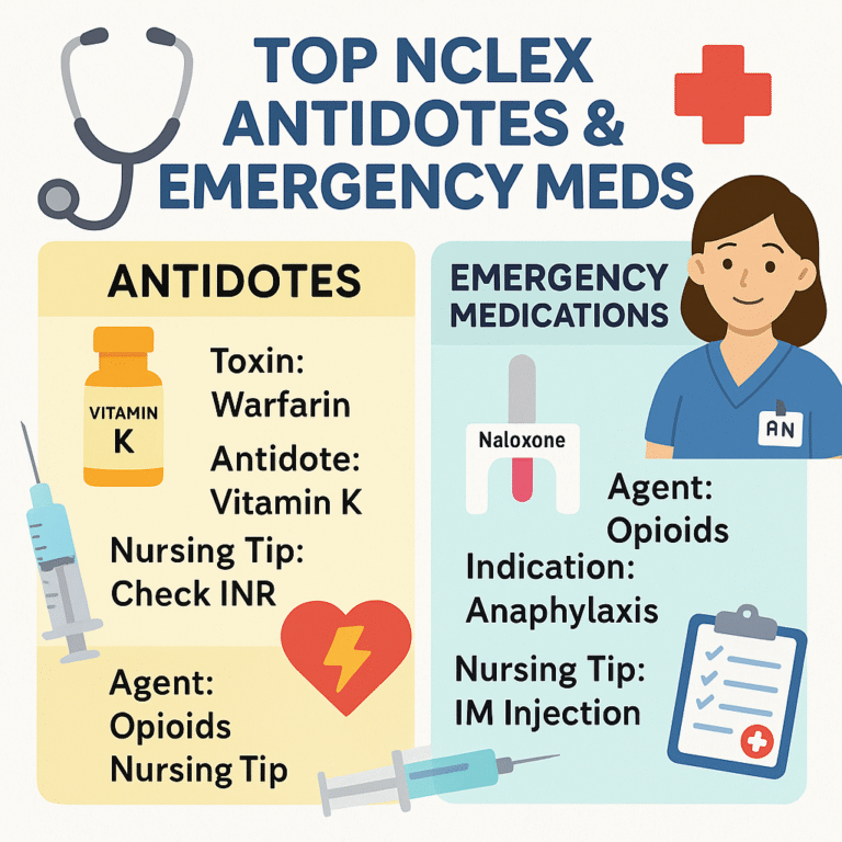 NCLEX antidotes and emergency medications