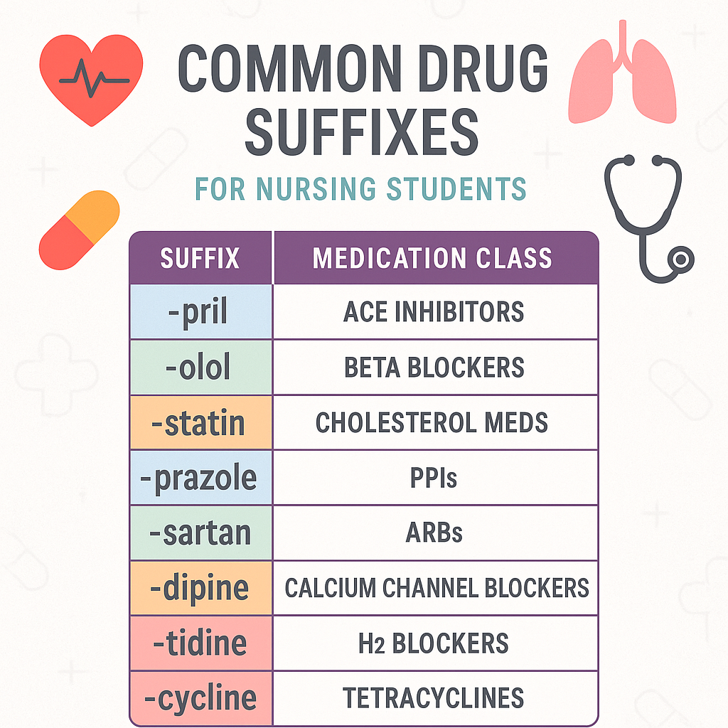 Drug suffix cheat sheet