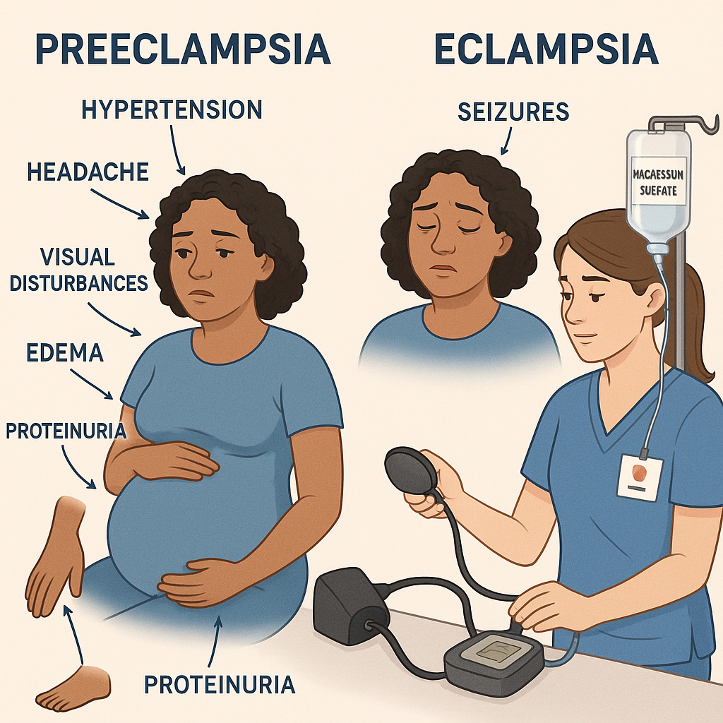 preeclampsia vs eclampsia nursing care
