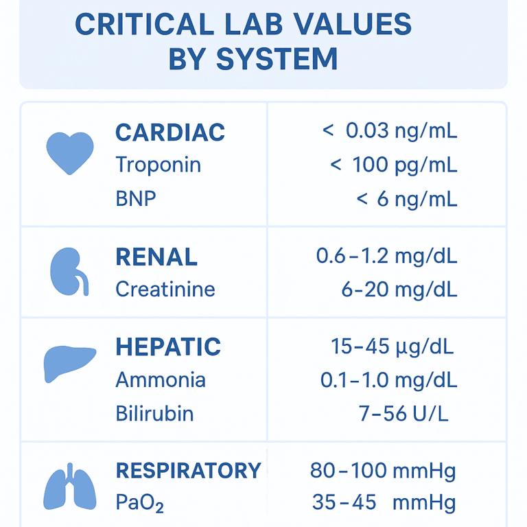 Lab Value Cheats NCLEX Nursing Critical Cardiac, Renal Systems