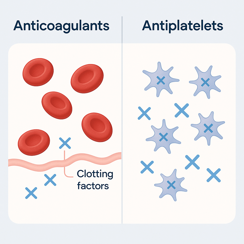 Anticoagulants vs Antiplatelets