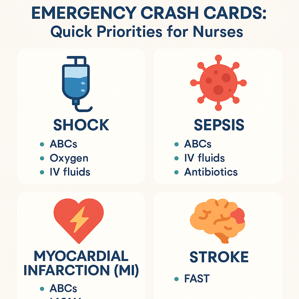 Emergency crash cards nursing priorities