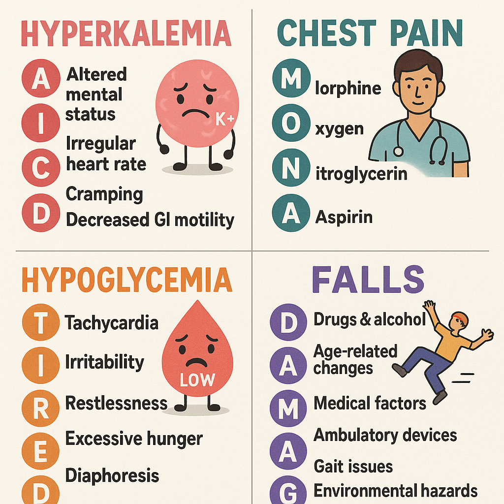 Med-Surg nursing mnemonics