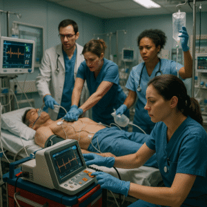 Practice Code Blue Scene Crash Scenario: Reading an EKG in a Code Blue