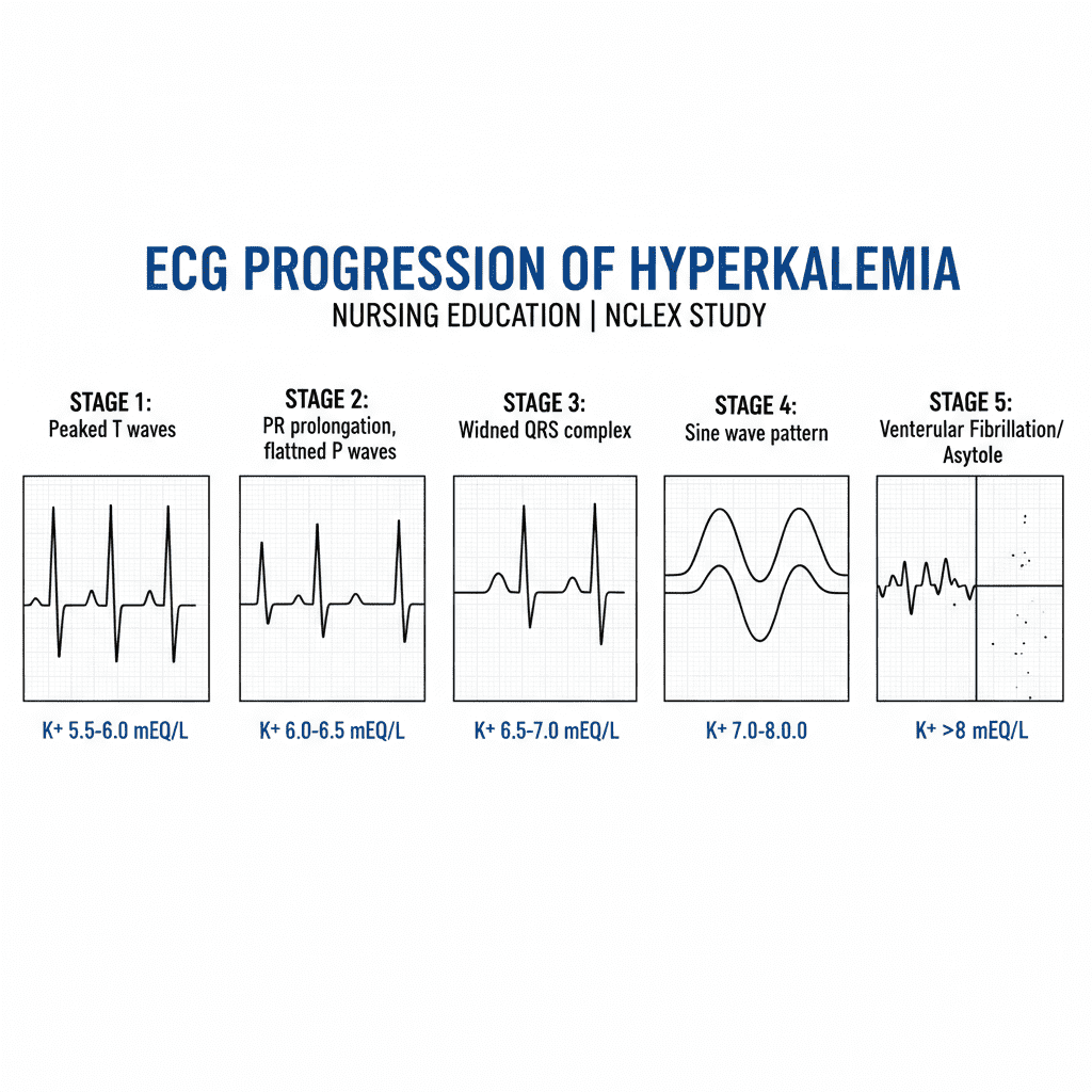 Hyperkalemia ECG From Peaked T Waves To Cardiac Arrest