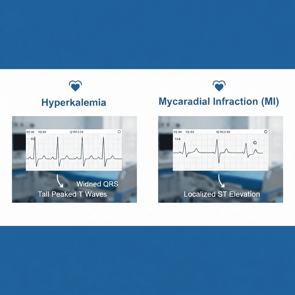 Hyperkalemia vs MI ECG Differences